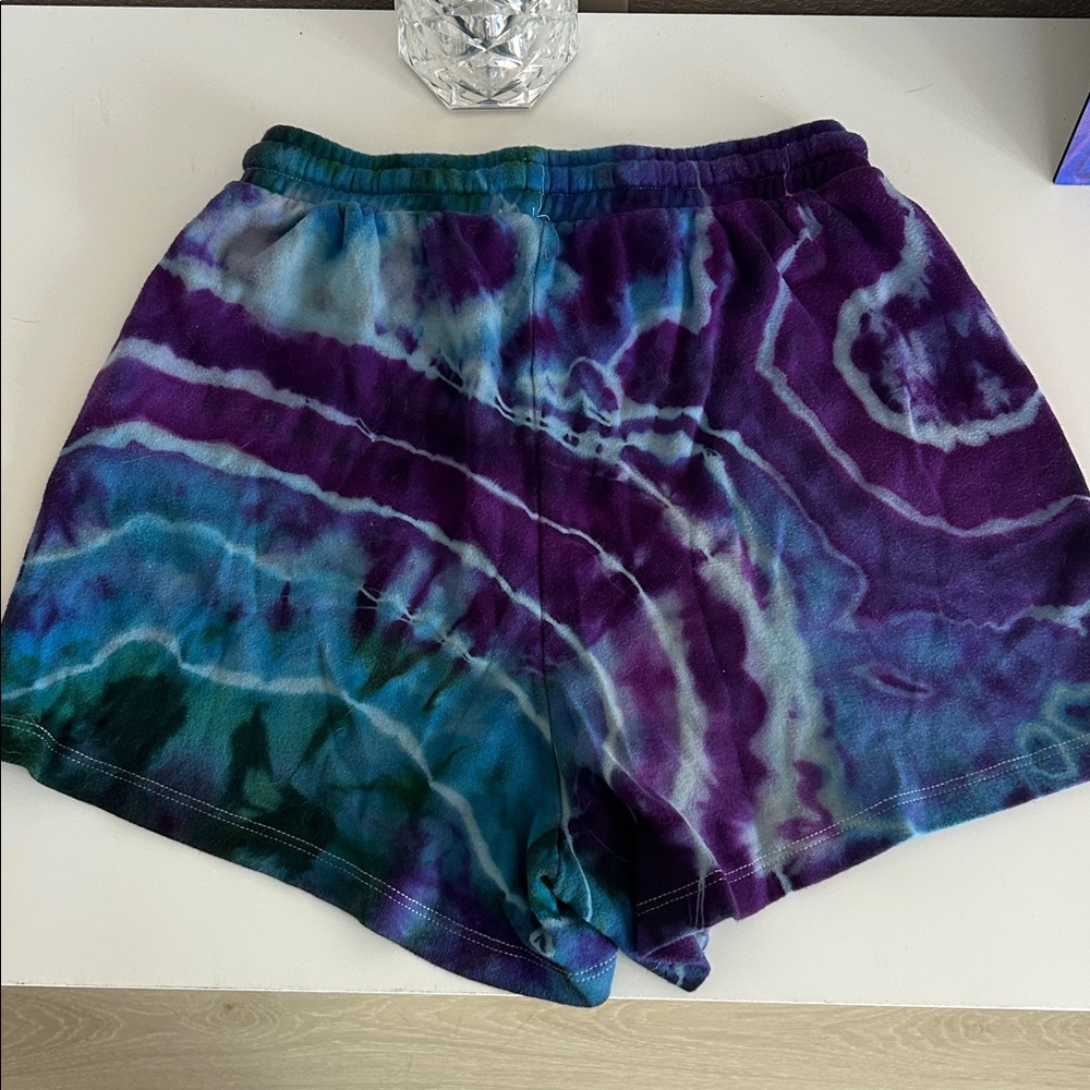 Women's hand made katya moon dye original Tie-Dye lounge Shorts with pockets!🌛💙💜 - Picture 3 of 5